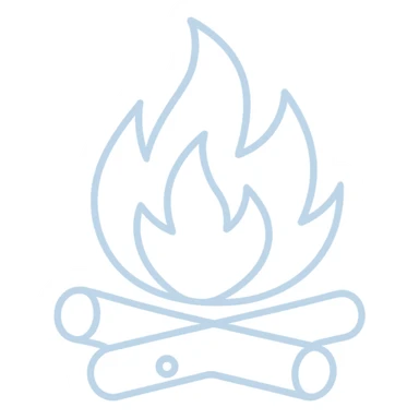 Add a minimal and clean blue tint to the white fire, with no background, keeping the look subtle and refined. sticker
