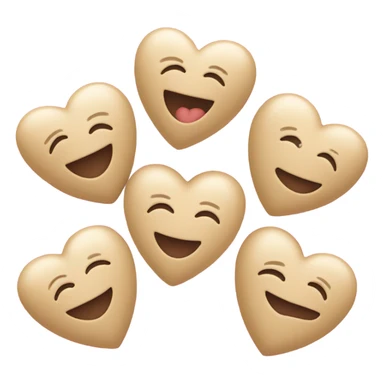 5 small beige hearts with smiley faces sticker