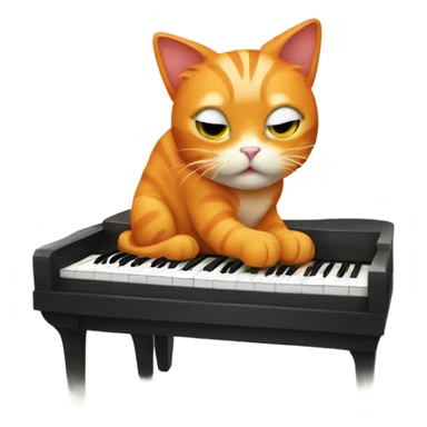 Orange cat playing piano sticker