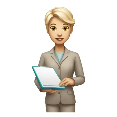 Psychotherapist holding clipboard very light skin sticker
