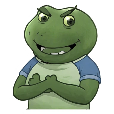 Arms crossing holding neck laughing but a bit angry  sticker