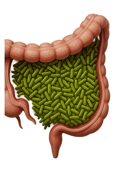 batteri intestinali in un tratto di colon anatomico umano, iperrealistico 4k sticker