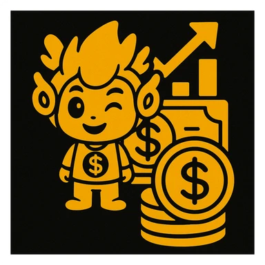 An icon with yellow tone, meaning Finance, request to pay, style like the reference image, use the mascot sticker
