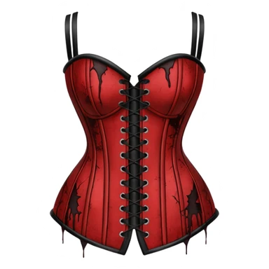 Torn silk corset with dried blood marks, gothic erotic relic sticker