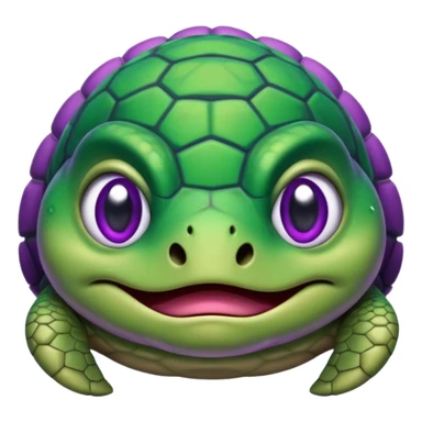 Crying almost sobbing turtle wearing purple sticker