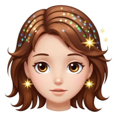 girl w sparkles around her brown hair sticker