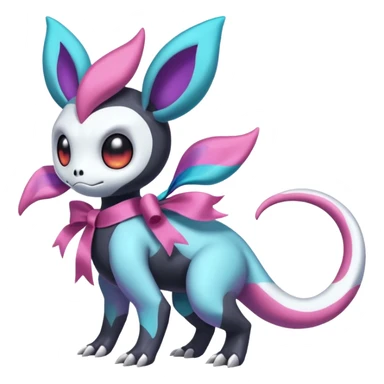 Shiny Duskull-Salandit-Sylveon-Fakémon-hybrid-creature (full body)  sticker