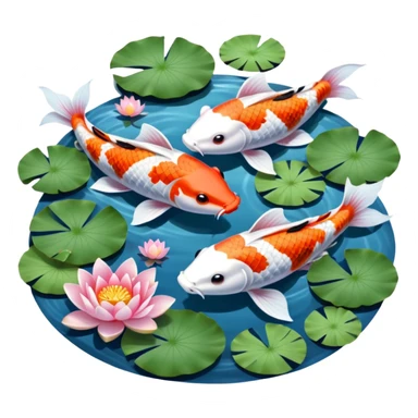 romantic koi and lotus pond sticker