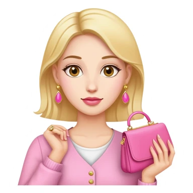 woman with gold earrings holding a pink purse sticker