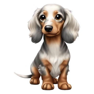 light Merle long haired Dachshund puppy full body sticker