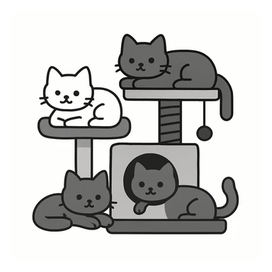 cats relaxing in a vertical playhouse sticker