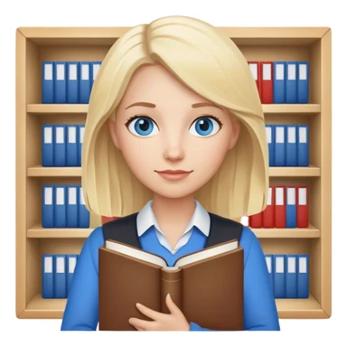 very blonde hair blue eyes teacher female holding books sticker