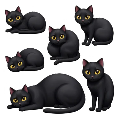 gere diferentes reações de um gato preto  sticker