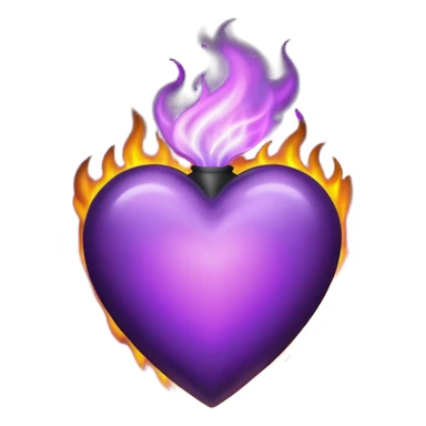 purple heart burns in black fire sticker