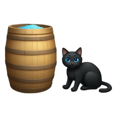 a black cat with blue eyes who sits in a village bathhouse with an oak broom and drinks kvass sticker