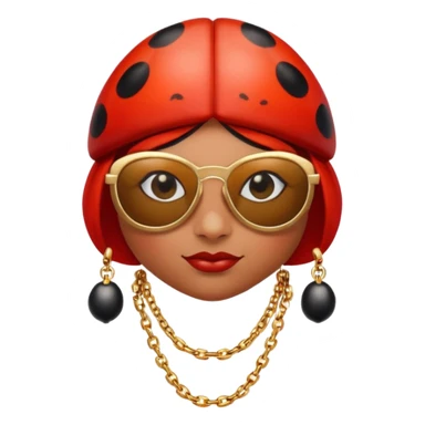 a ladybug thug with sunglasses and a necklace on sticker