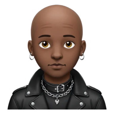 Create a dark handsome guy. He is bald and wearing leather. He is wearing a leather dog collar. He has a septum piercing and ear piercings. sticker
