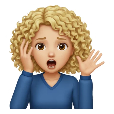 Emoji di ragazza bionda riccia che urla ma non è spaventata e mette una mano in faccia sticker