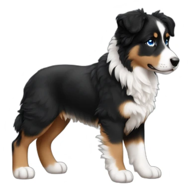 black, white and fire puppy american shepherd with blue eyes full size sticker