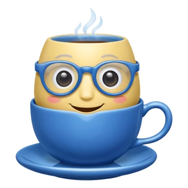 talking teacup blue with glassess sticker