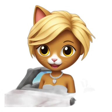 A glamorous cat is riding a convertible car on the beach sticker