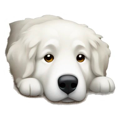 Great Pyrenees lying in a dirt hole  sticker