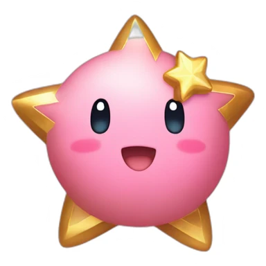 cute happy Kirby holding a golden star sticker