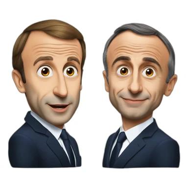 Emmanuel Macron qui fait un bisou à Éric Zemmour sticker