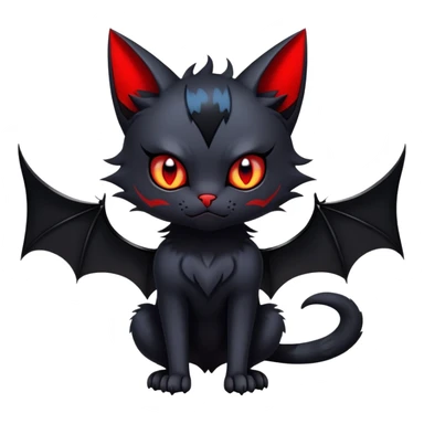 Vampiric feral futuristic gothic emo dark bat-cat-Litten-Noibat-Fakémon-hybrid-creature (full body) sticker