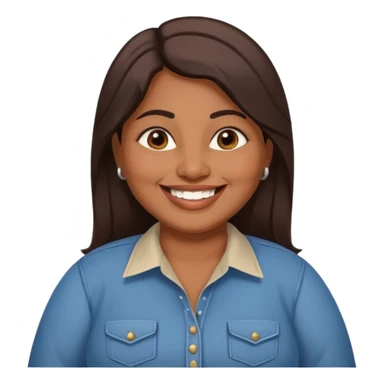 40 yr old chubby indian woman, dark skin, straight brown hair, big smile, white teeth, western clothes sticker