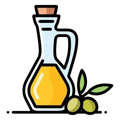 Olive oil bottle with olives beside it sticker