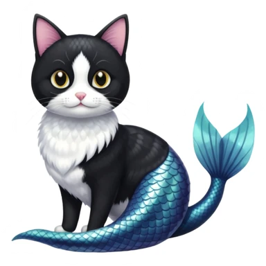 mermaid tuxedo cat sticker