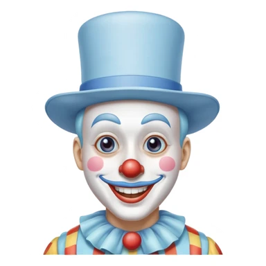 Chú hề đội mũ vuông cao xanh nước biển, cười tươi, khuôn mặt dài  sticker