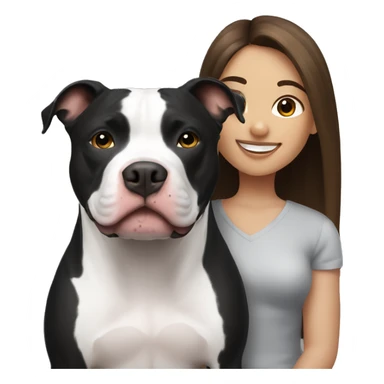 Black and white pitbull with brunette girl sticker