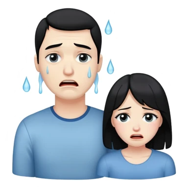 couple with black hair crying tears  sticker