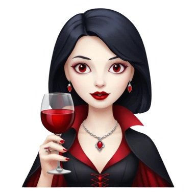 Vampire lady with wine glass sticker