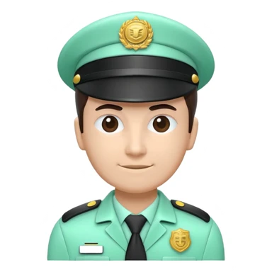 Fonction Publique (Public Service), 3D techy icon with black and mint green (#B5F4D3) color scheme, government worker with badge sticker