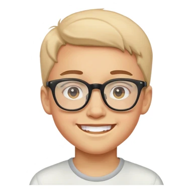 smiling boy with glasses indoors sticker