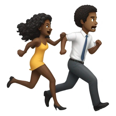 black woman chasing white man sticker
