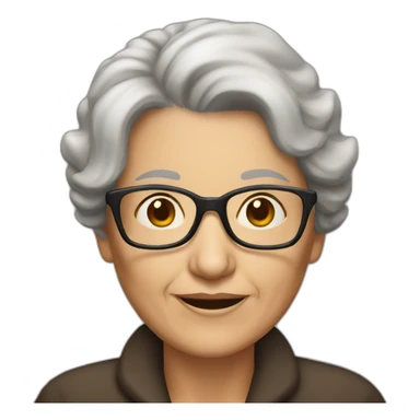 old woman with medium brown hair and glasses sticker