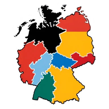 Germania divisa con mandiera in US sud-ovest, UK nord-ovest (Amburgo, Colonia), URSS est (Berlino Est, Dresda), France sud-ovest (Stoccarda, Friburgo) sticker