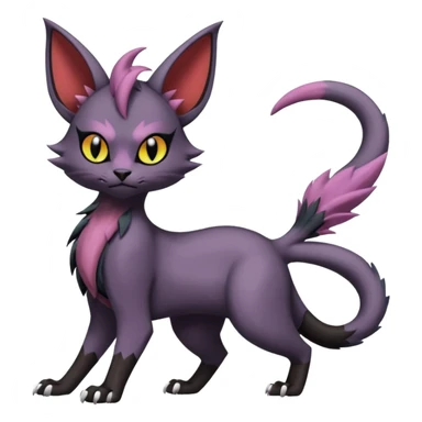 Black edgy cute Noivern-Noibat-Purloin-Torracat-Lykoi-Caracal-cat-Fakemon-fusion-hybrid-creature with an imp tail  sticker