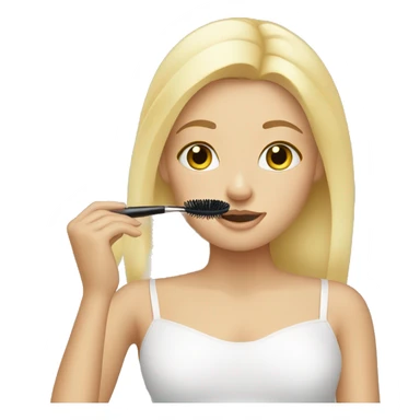 Blonde girl putting on mascara  sticker