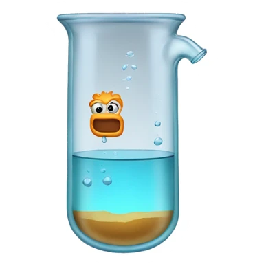 beaker clear water with drain sticker