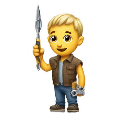 Little guy with a piercing tool in his hand sticker