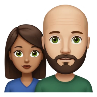 Man beard bald white dark green eyes, woman medium hair brown brown eyes latina  sticker