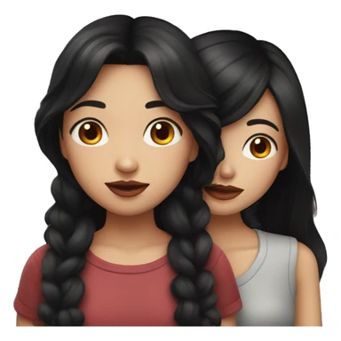 girl with black hair kissing a girl with dark red hair sticker