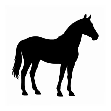 Horse black silhouette white background sticker