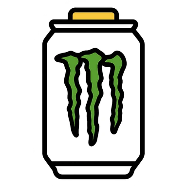 white Monster Energy can with sharp modern M logo, clean and minimalistic style sticker