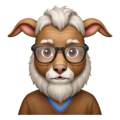 long hair goat with glasses and shirt  sticker